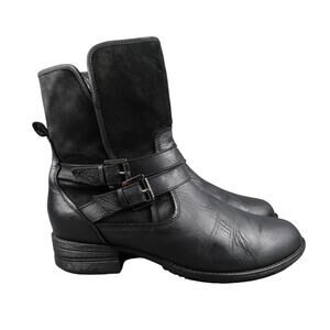 Blondo Shoes Womens 9.5 Boots Tula Waterproof Black Leather Buckle Straps Biker